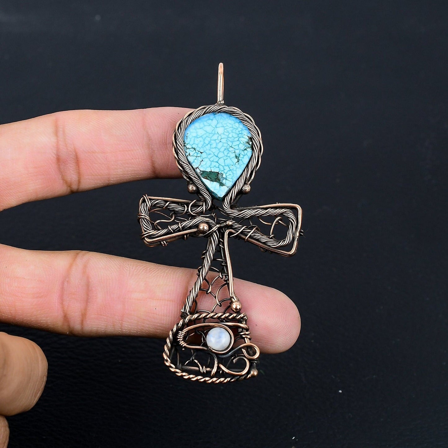 Turquoise Gemstone Ankh Pendant