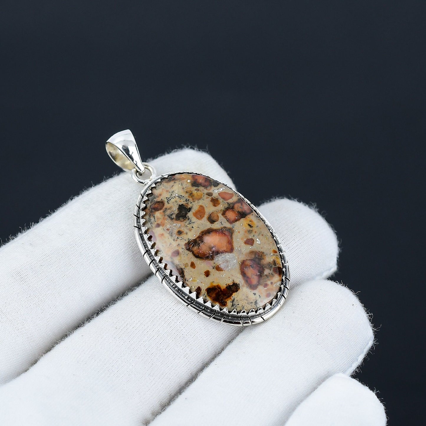 Multicolor Leopard Skin Jasper Gemstone Pendant