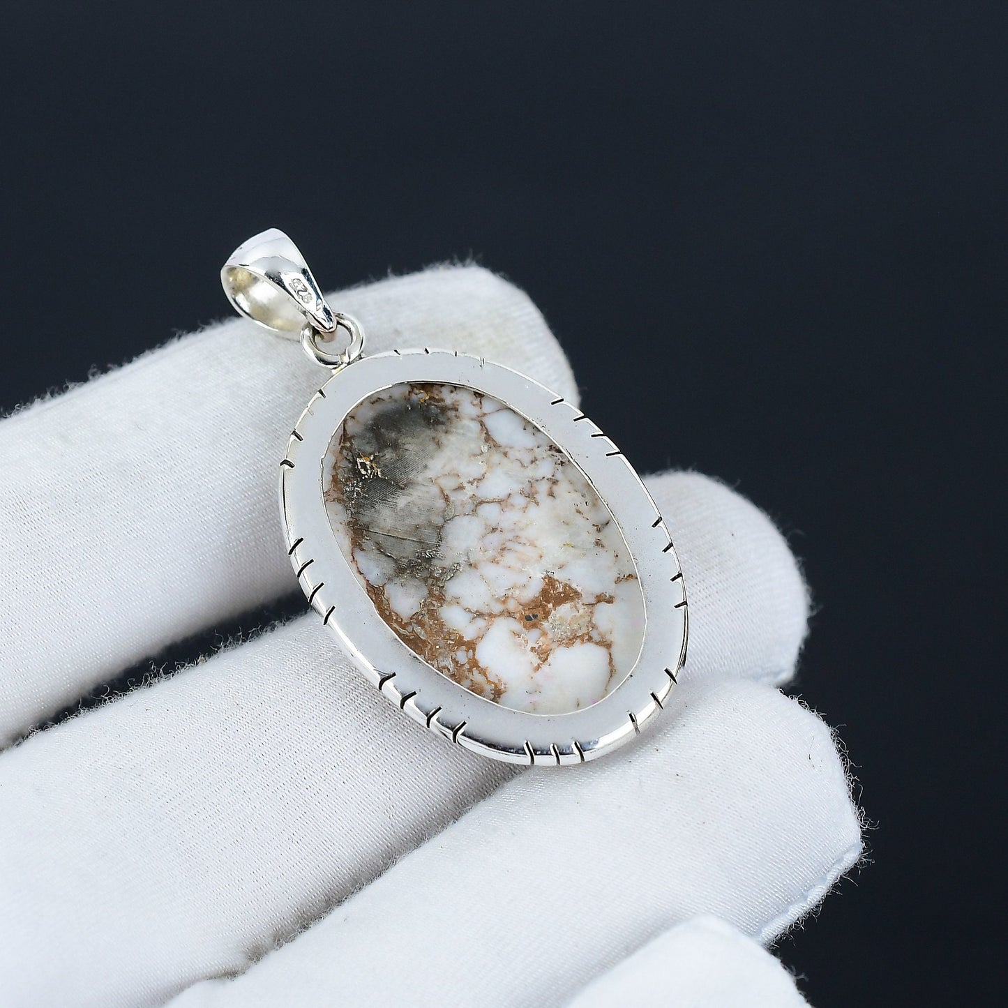 Brown & White Wild Horse Jasper Gemstone Pendant