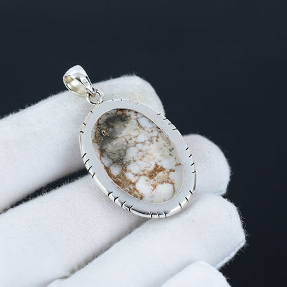 Brown & White Wild Horse Jasper Gemstone Pendant