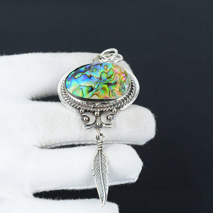 Blue-Green Abalone Gemstone Pendant