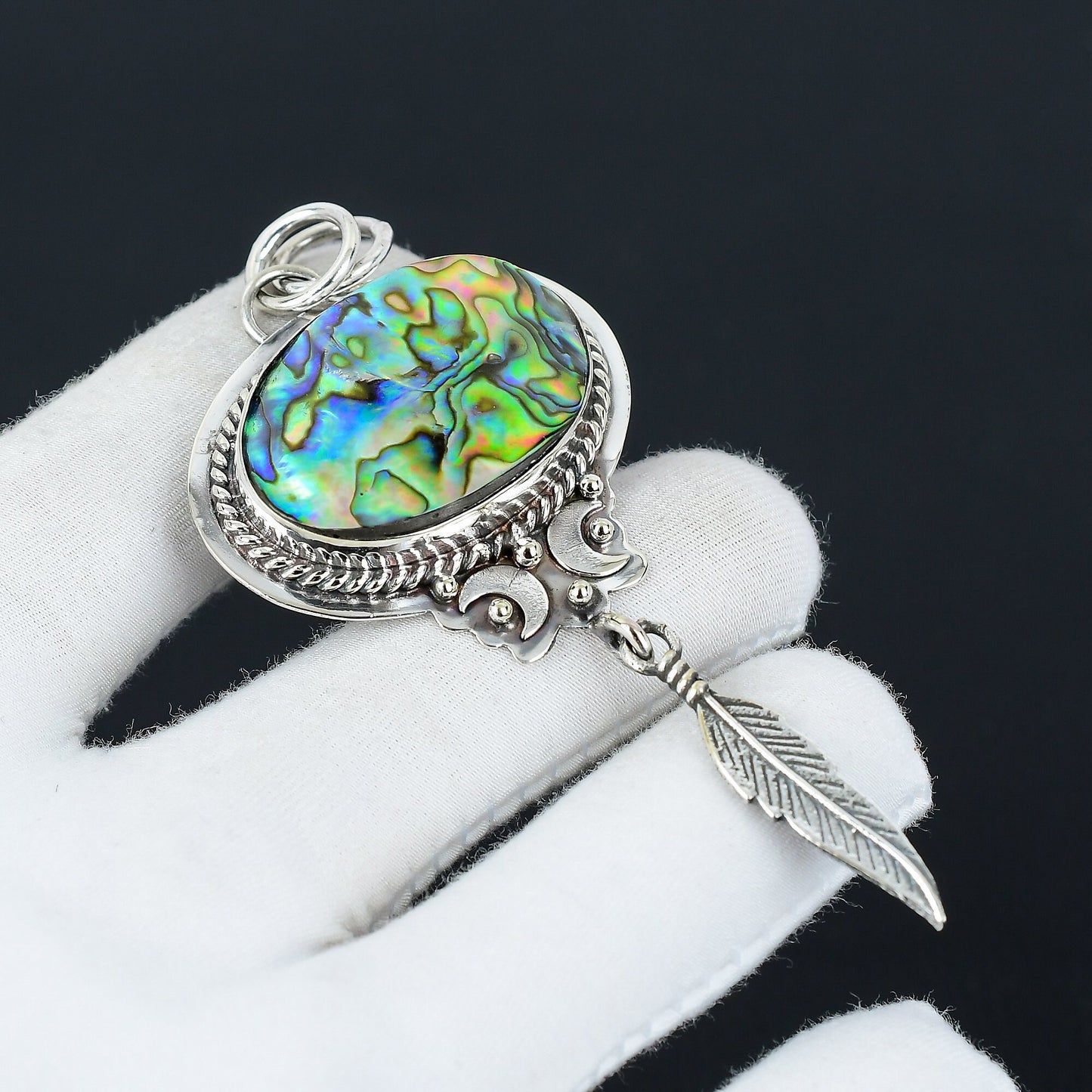 Blue-Green Abalone Gemstone Pendant