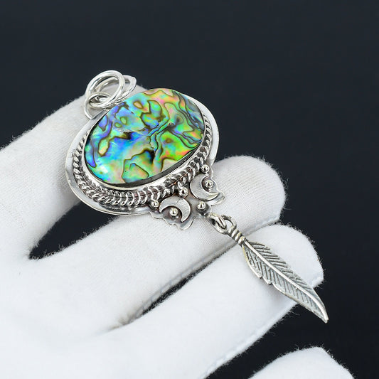 Blue-Green Abalone Gemstone Pendant