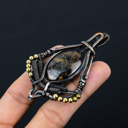 Brown Boulder Opal Gemstone Pendant