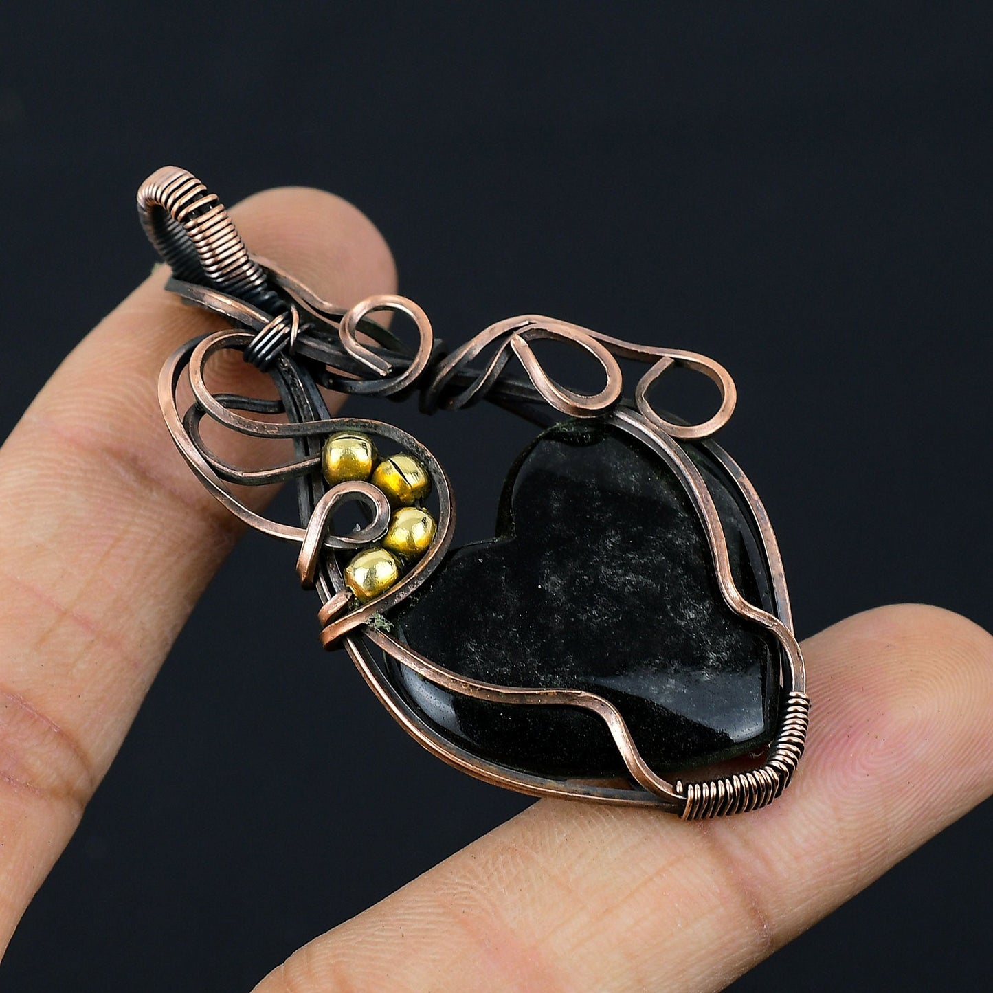 Black Nuummite Gemstone Pendant
