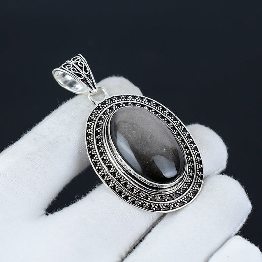 Silver Sheen Obsidian Gemstone Pendant