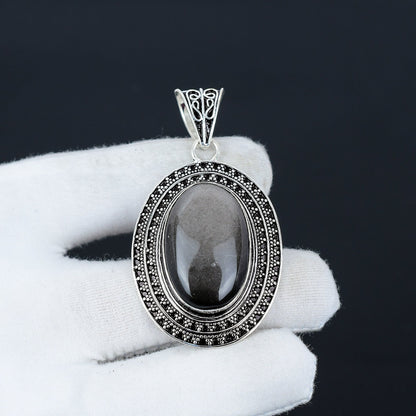 Silver Sheen Obsidian Gemstone Pendant