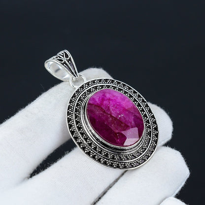 Red Ruby Sterling Silver Pendant