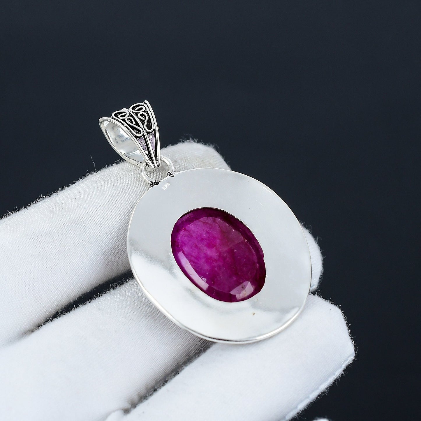 Red Ruby Sterling Silver Pendant