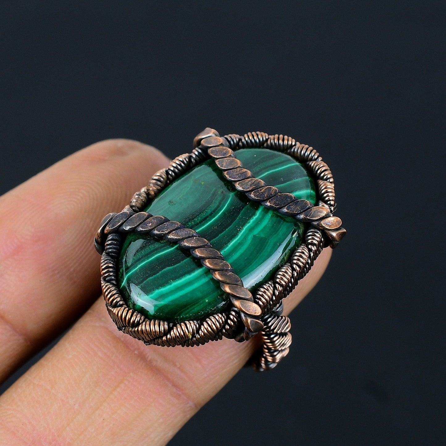 Green Malachite Gemstone Ring