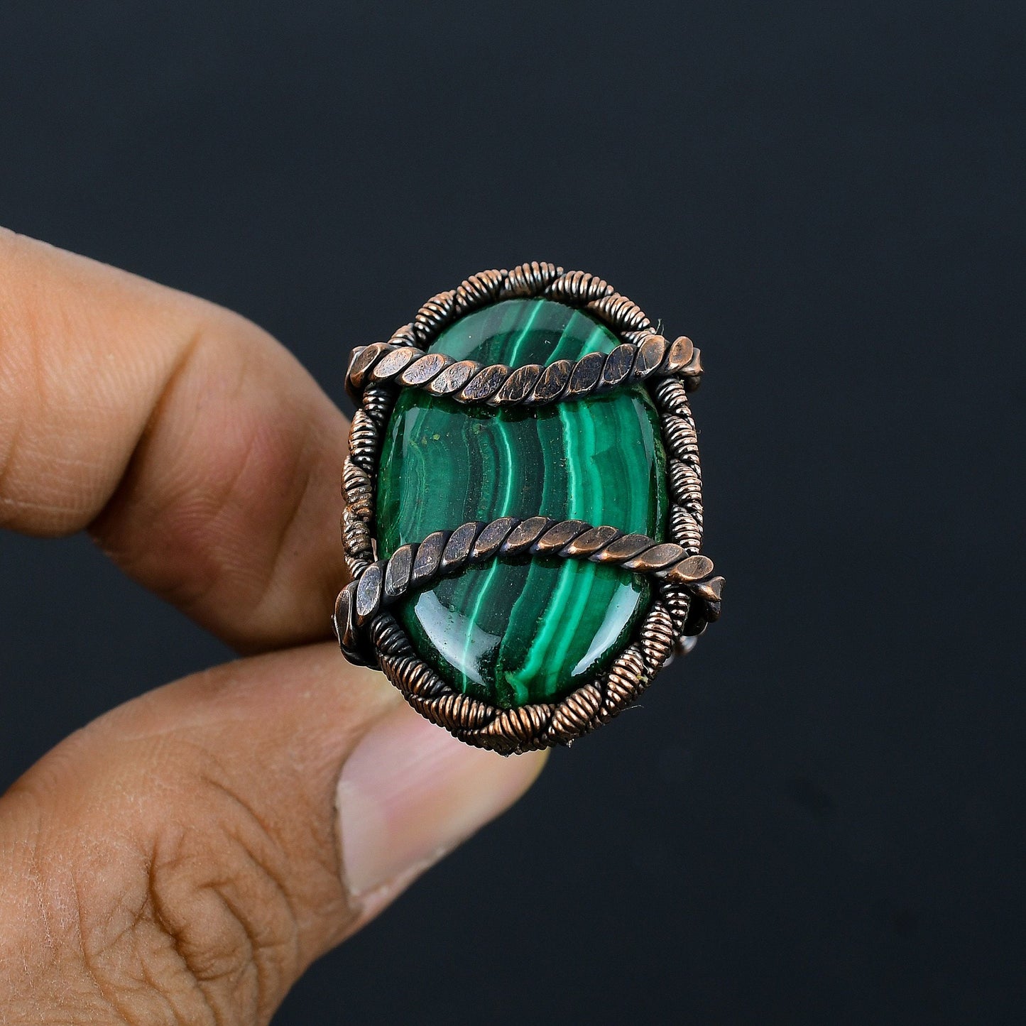 Green Malachite Gemstone Ring