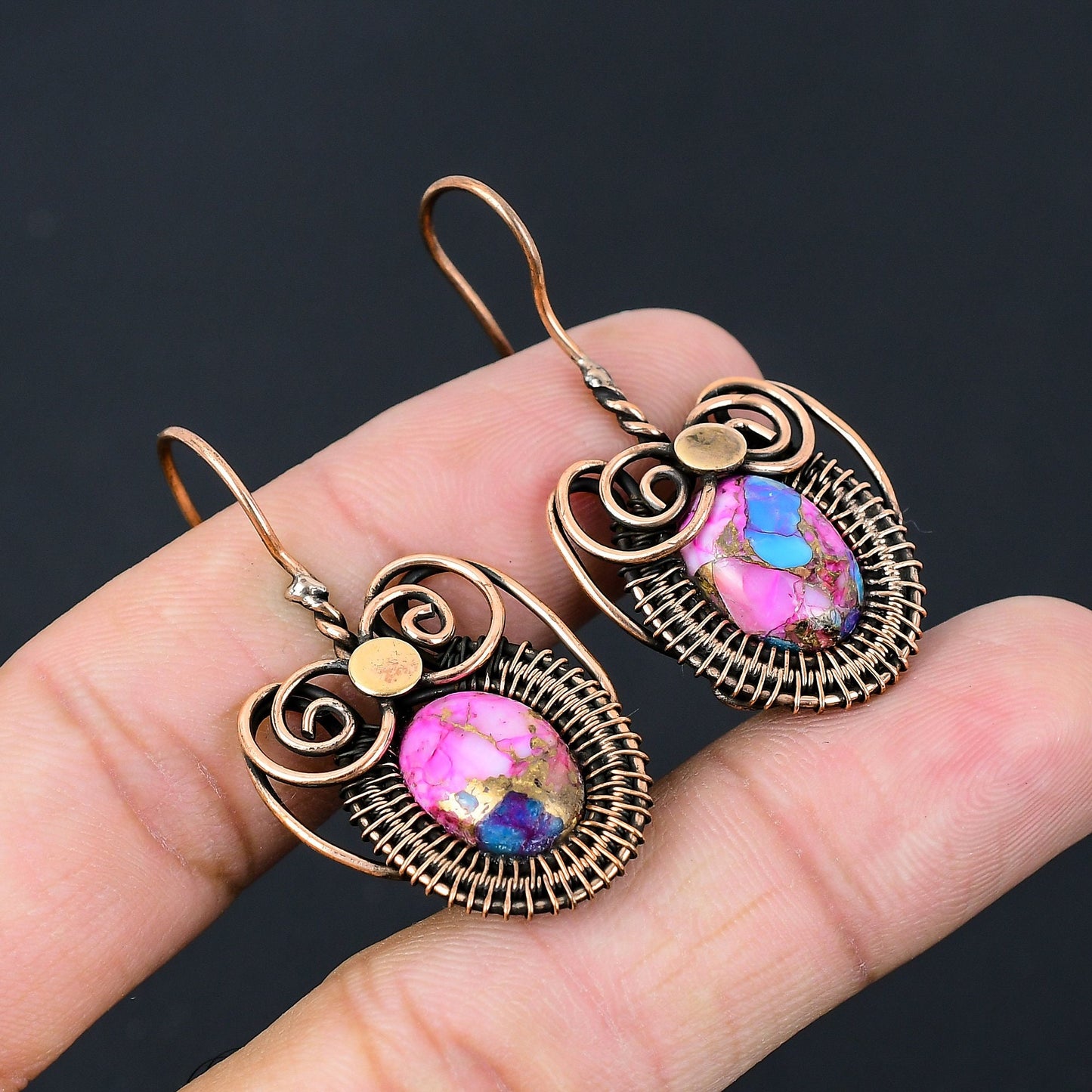 Pink Turquoise Gemstone Earrings
