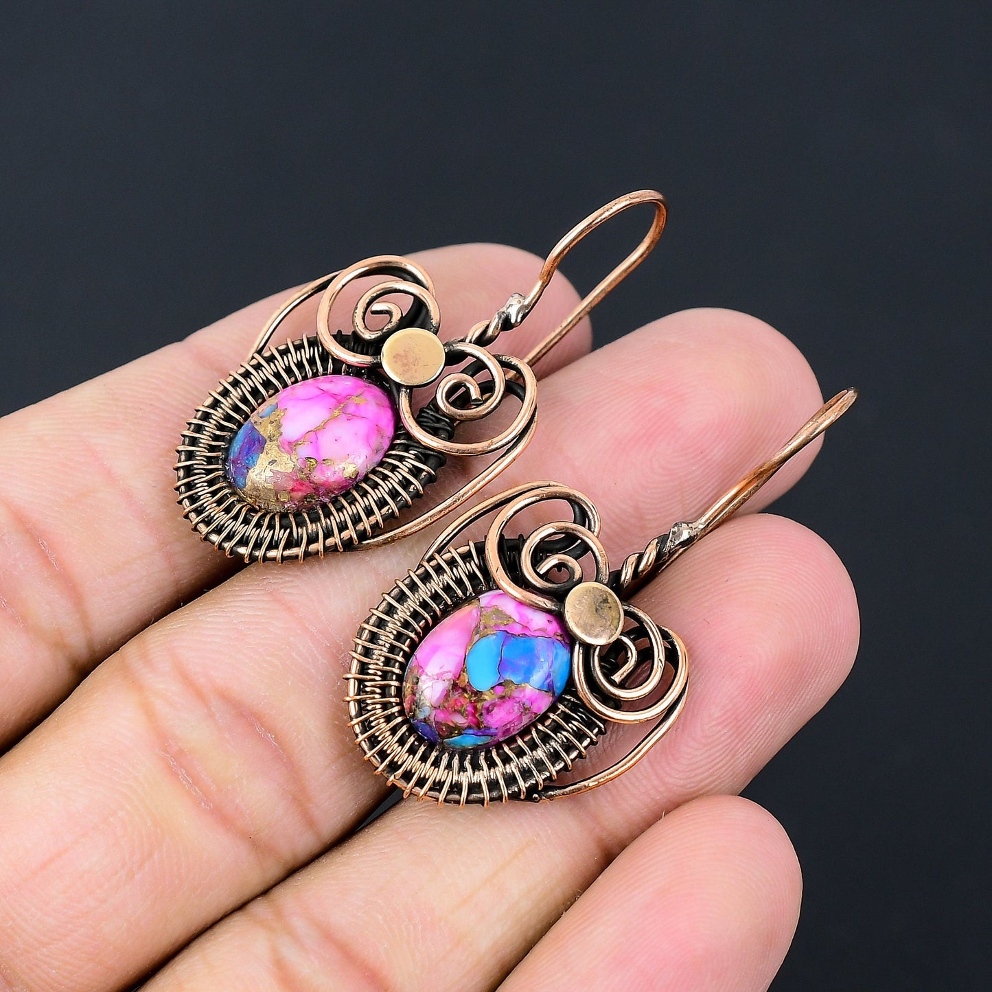 Pink Turquoise Gemstone Earrings