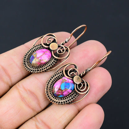 Pink Turquoise Gemstone Earrings