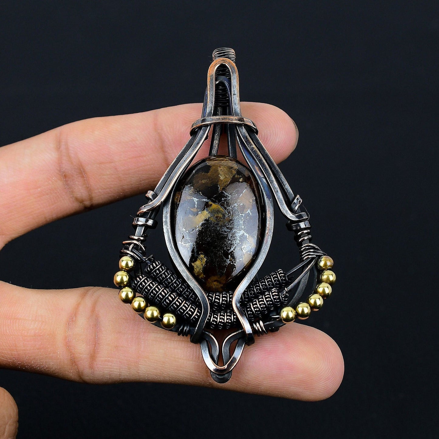 Brown Boulder Opal Gemstone Pendant