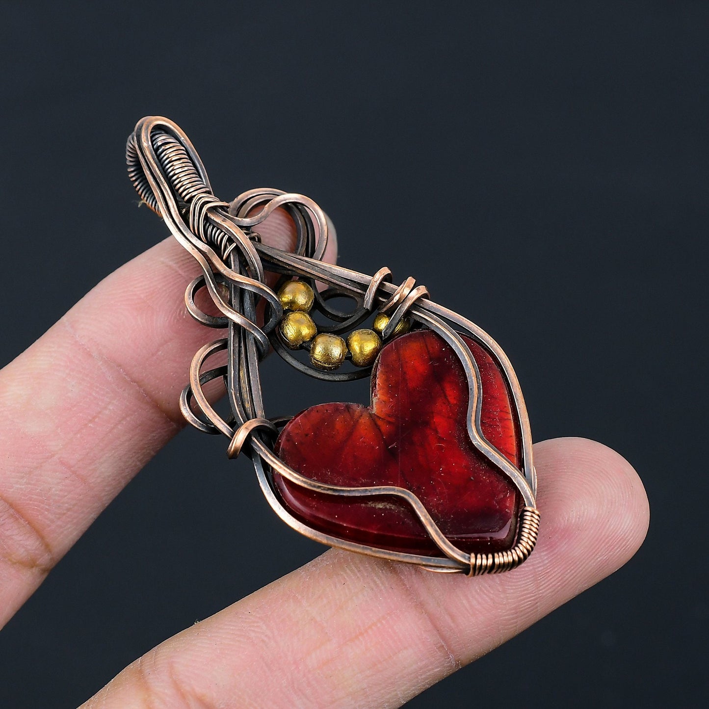 Red Fire Labradorite Gemstone Pendant