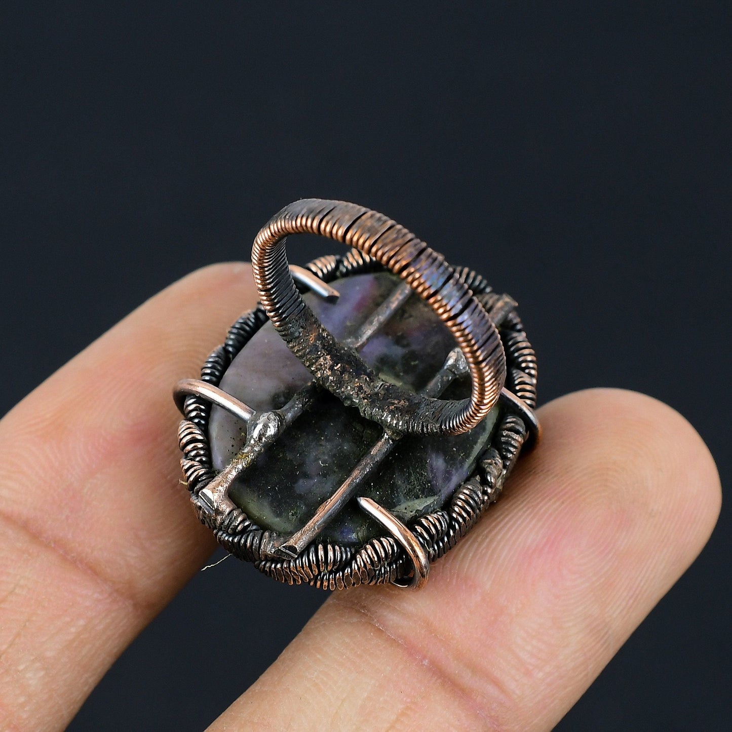 Purple Charoite Gemstone Copper Ring