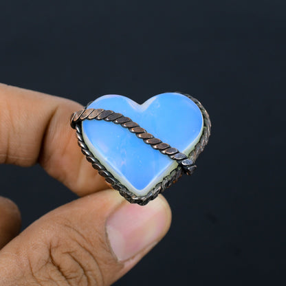 Milky Opal Gemstone Copper Ring
