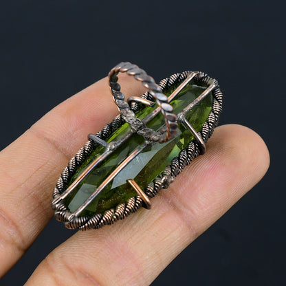 Green Peridot Gemstone Copper Ring