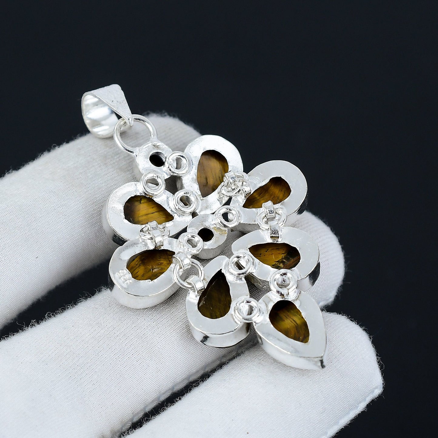 Brown Tiger Eye Sterling Silver Pendant