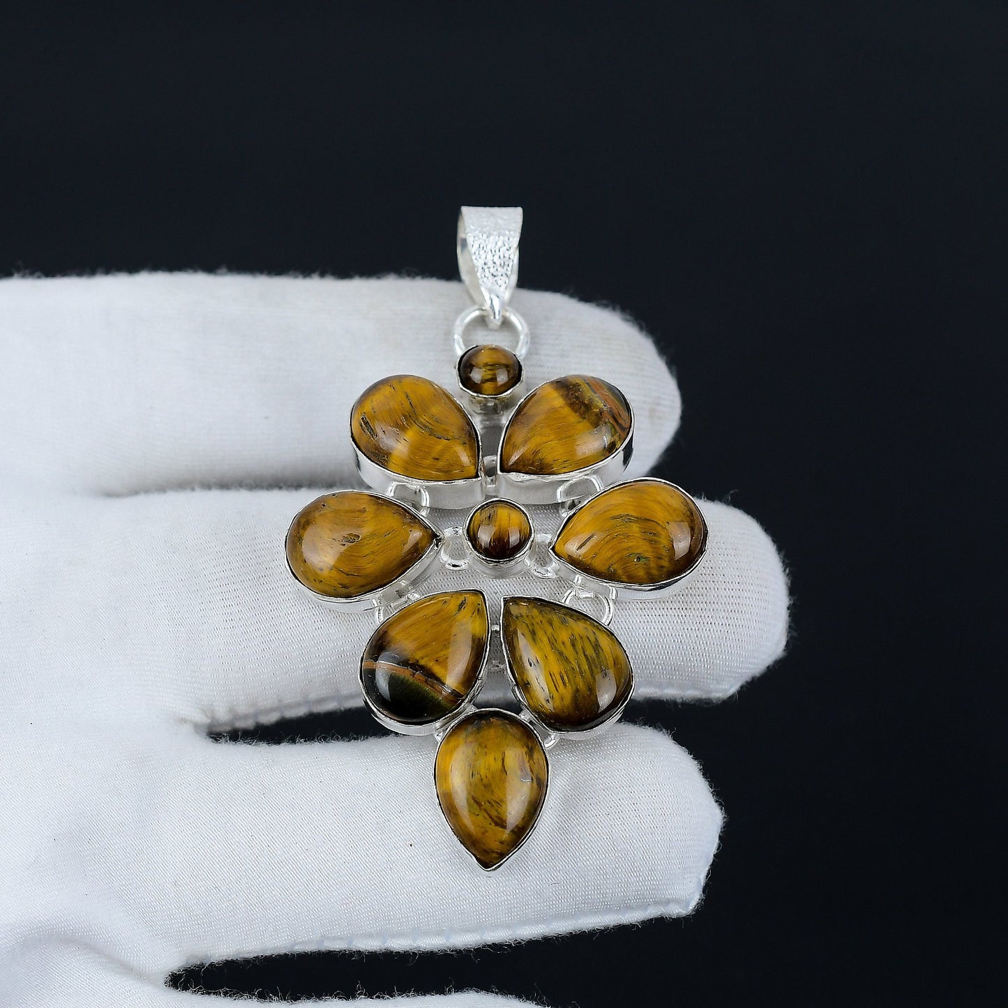 Brown Tiger Eye Sterling Silver Pendant