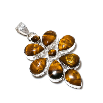 Brown Tiger Eye Sterling Silver Pendant