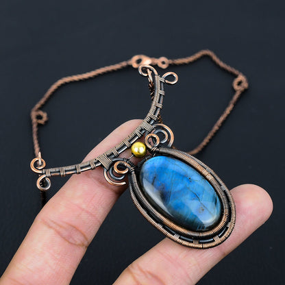 Blue-Green Labradorite Gemstone Necklace