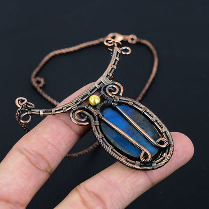 Blue-Green Labradorite Gemstone Necklace