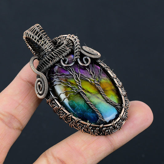 Multi-Fire Labradorite Gemstone Pendant