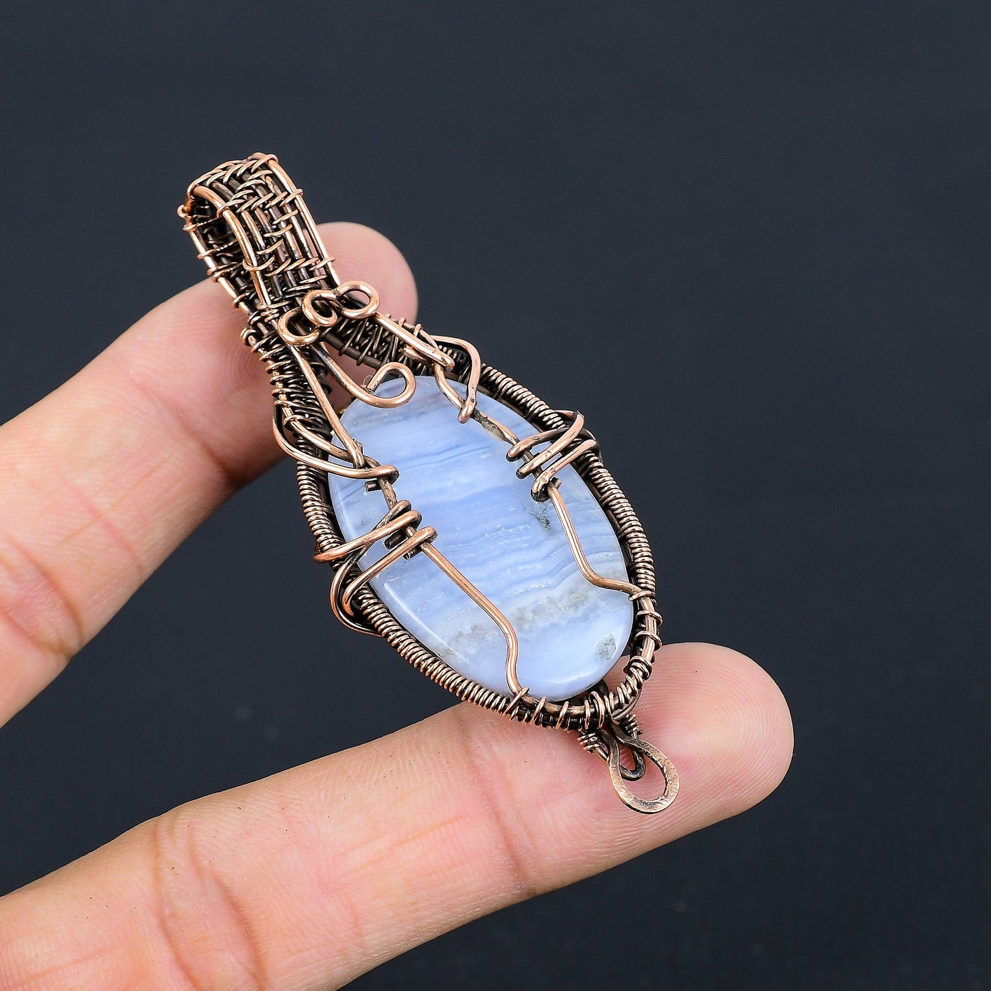Blue Lace Agate Gemstone Pendant