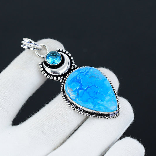 Turquoise & Blue Topaz Gemstone Pendant