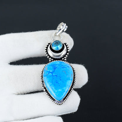 Turquoise & Blue Topaz Gemstone Pendant