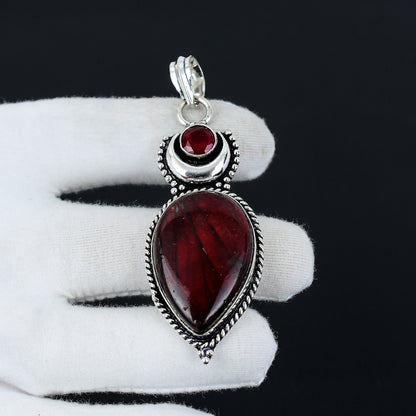 Red Labradorite & Ruby Pendant