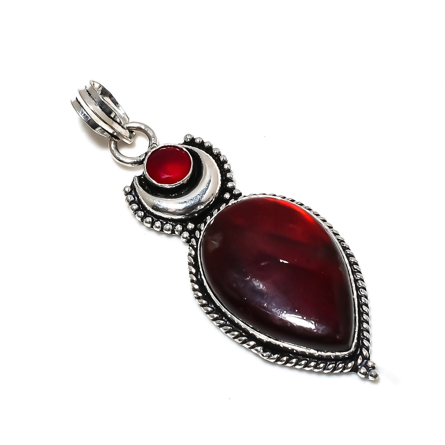 Red Labradorite & Ruby Pendant