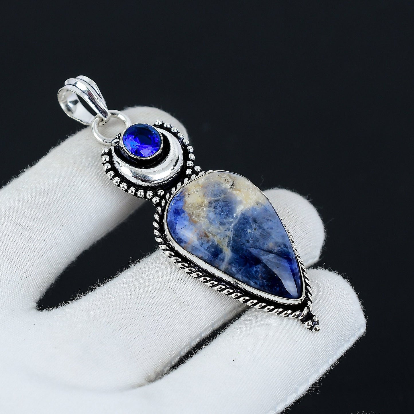 Blue Sodalite & London Blue Topaz Pendant