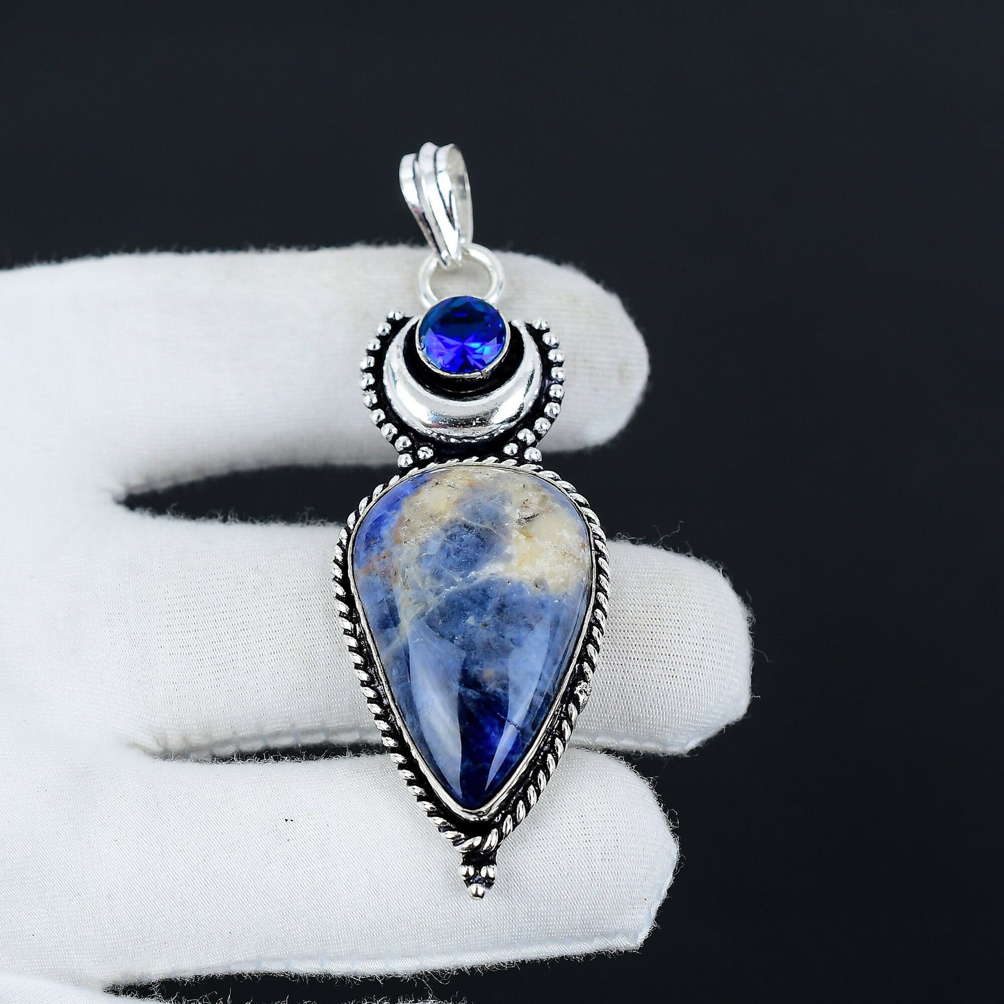 Blue Sodalite & London Blue Topaz Pendant