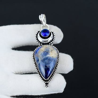 Blue Sodalite & London Blue Topaz Pendant