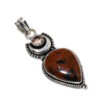 Mahogany Obsidian & Morganite Pendant