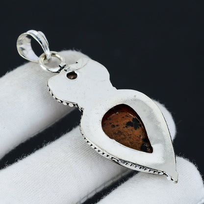 Mahogany Obsidian & Morganite Pendant