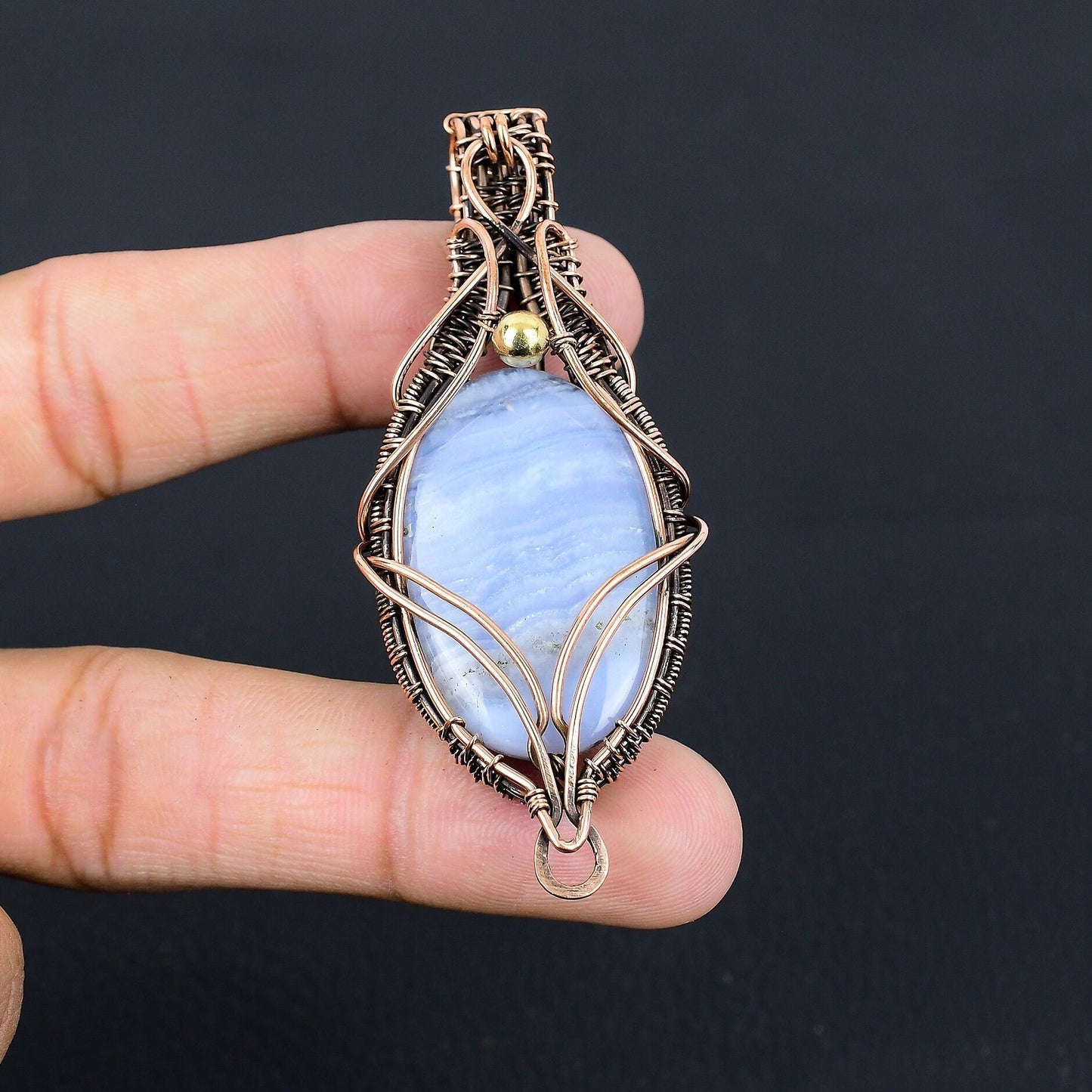 Blue Lace Agate Gemstone Pendant