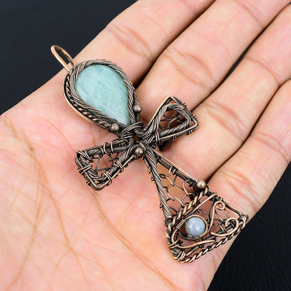 Green Amazonite Gemstone Ankh Pendant