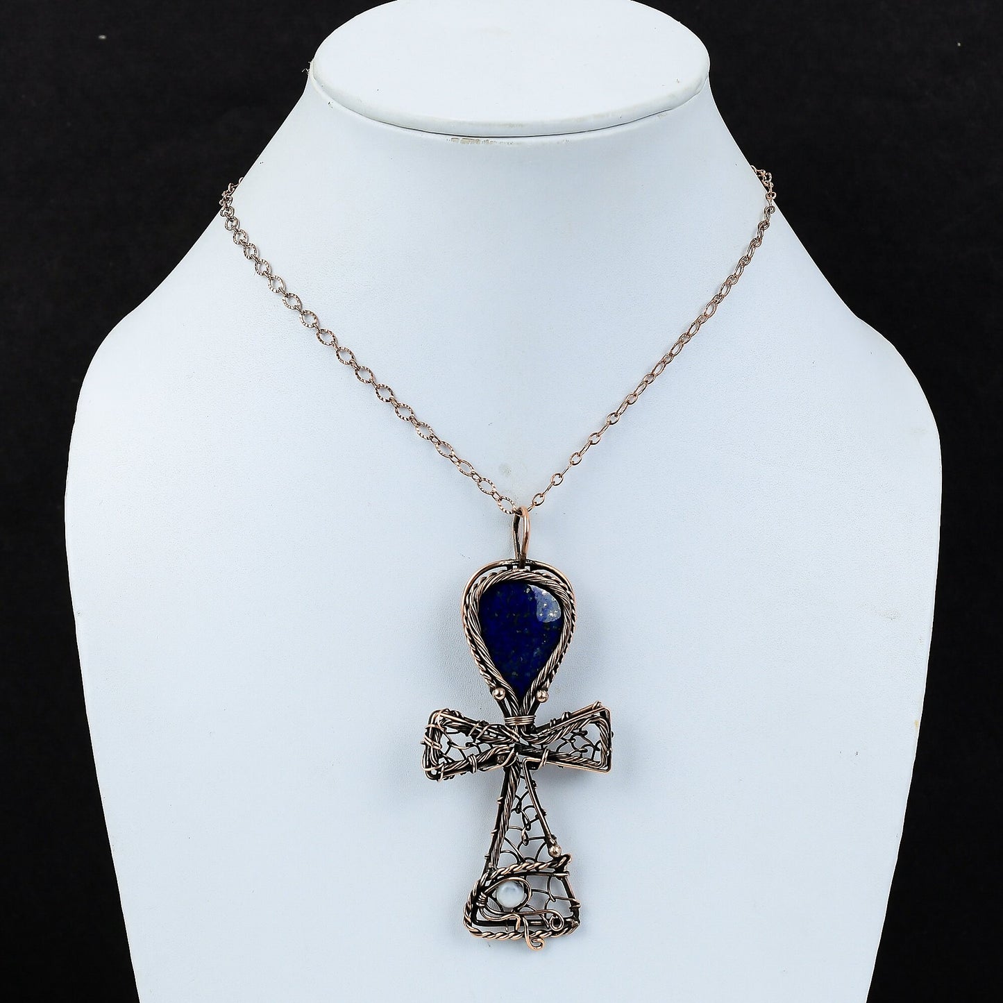 Blue Lapis Lazuli Gemstone Ankh Pendant