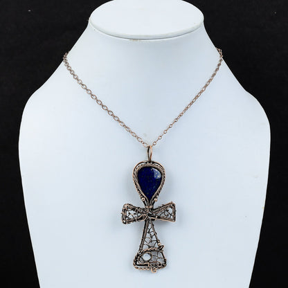 Blue Lapis Lazuli Gemstone Ankh Pendant
