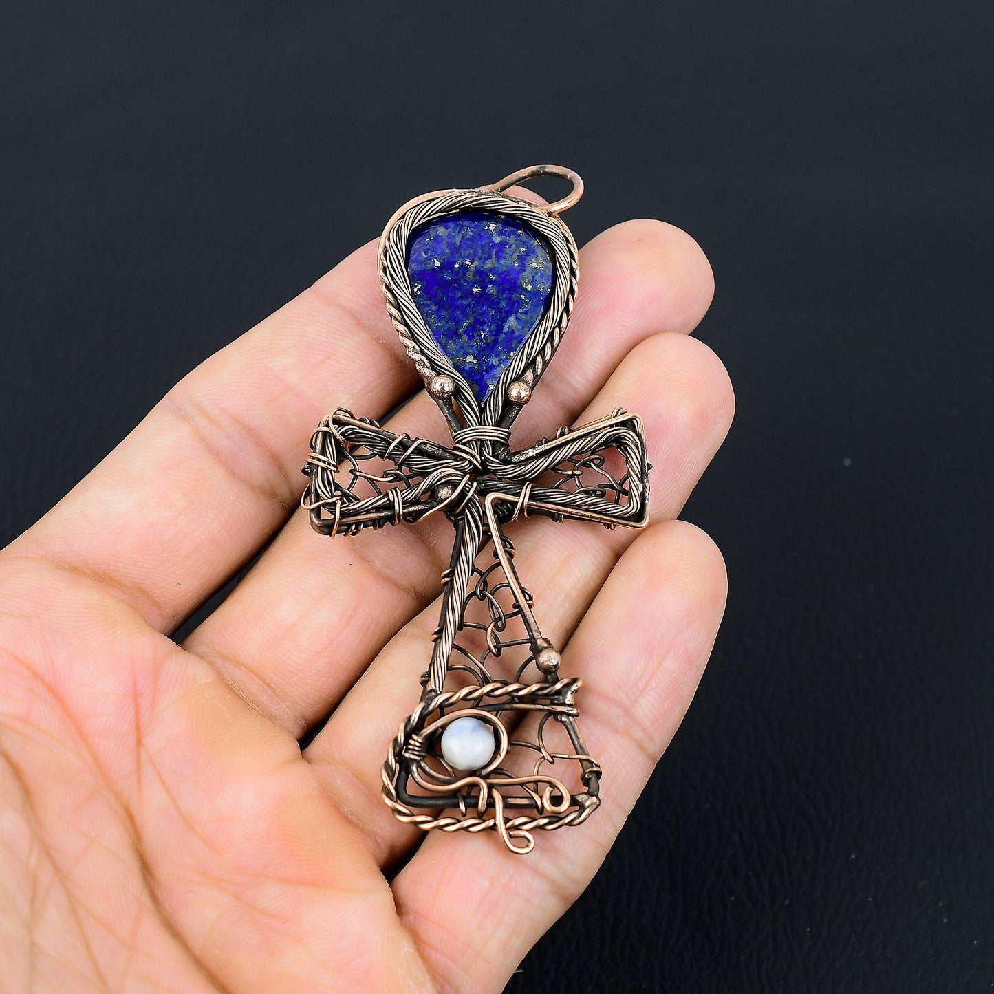 Blue Lapis Lazuli Gemstone Ankh Pendant