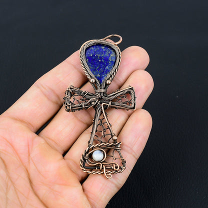 Blue Lapis Lazuli Gemstone Ankh Pendant