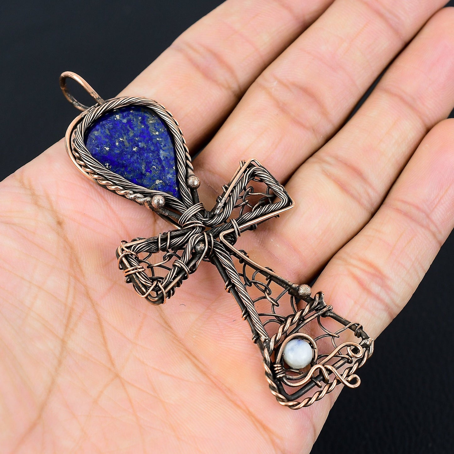 Blue Lapis Lazuli Gemstone Ankh Pendant