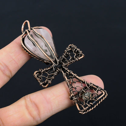 Rose Quartz Gemstone Ankh Pendant