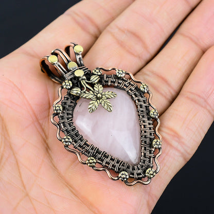 Pink Rose Quartz Gemstone Pendant