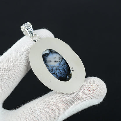White Dendrite Opal Pendant
