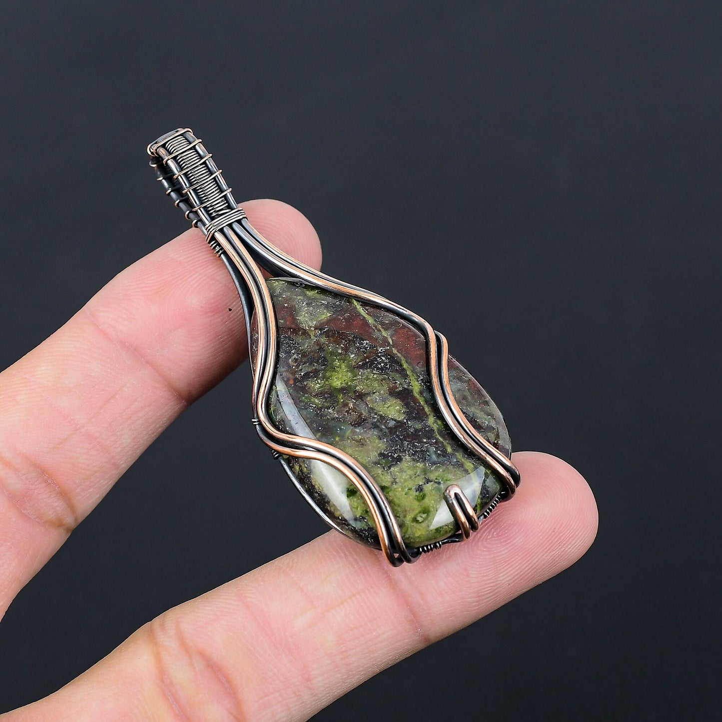 Green & Red Dragon Blood Gemstone Pendant